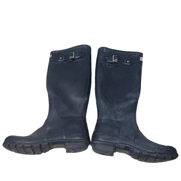 Hunter Navy Blue Rubber Classic Tall Winter Snow Rain Boots Women Sz 6 - Picture 3 of 9